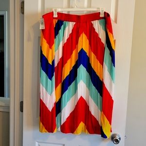 Chevron striped pleated skirt